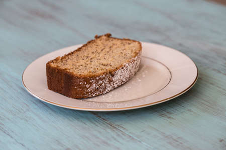 Banana bread on a white plate