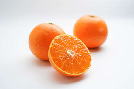 Oranges on white backgroundの写真素材