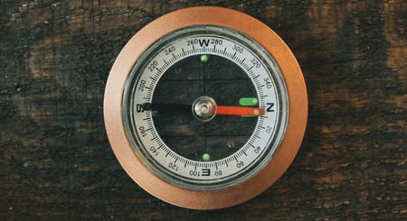 Compass on Wood Tableの写真素材