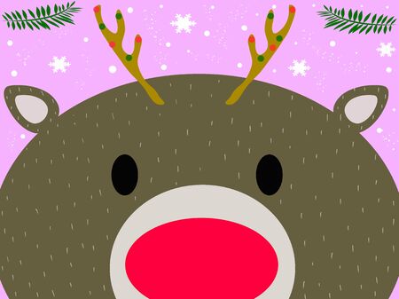 Cute Reindeer Kawaii illustration Backgroundの写真素材