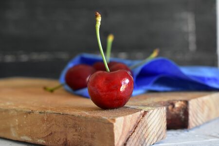 Fresh cherry fruit backgroundの写真素材