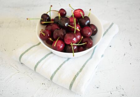 Fresh cherry fruit backgroundの写真素材
