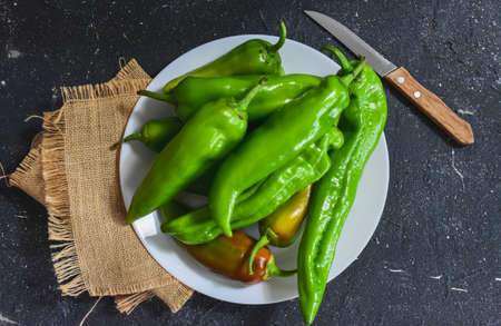 Green Pepper Vegetable Close up Backgroundの写真素材