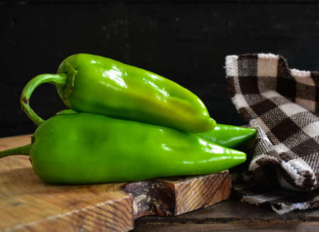 Green Pepper Vegetable Close up Backgroundの写真素材