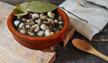 Andalusia Traditional food on Wood Table Backgroundの写真素材