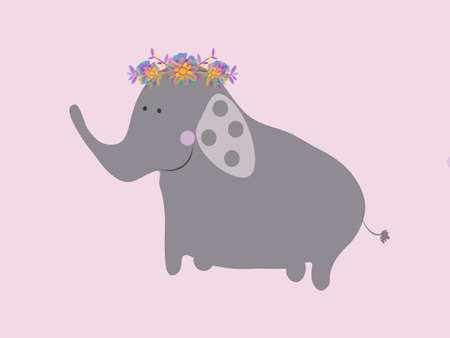 Cute Elephant Illustration Decorationの写真素材