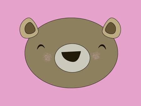 Cute face bear illustrationの写真素材