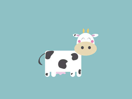 Lovely Cow Cartoon - Animal Illustrationの写真素材