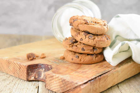 Chocolate Cookie on Wooden Table