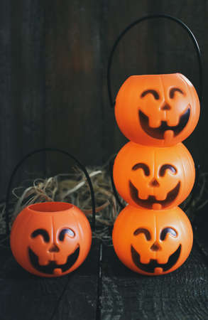 Halloween pumpkins decoration backgroundの写真素材