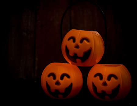 Halloween pumpkins decoration backgroundの写真素材