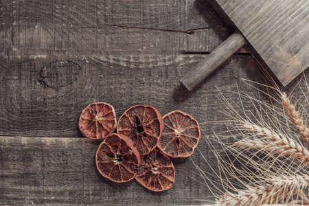 Kitchen Cloth on wood Close Upの写真素材