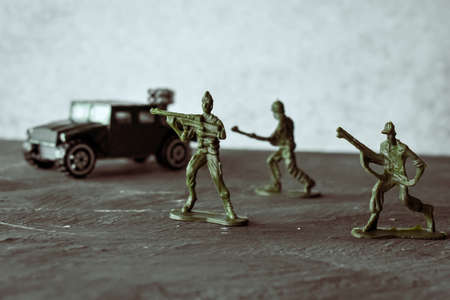 Toy Soldier on Gray Backgroundの写真素材