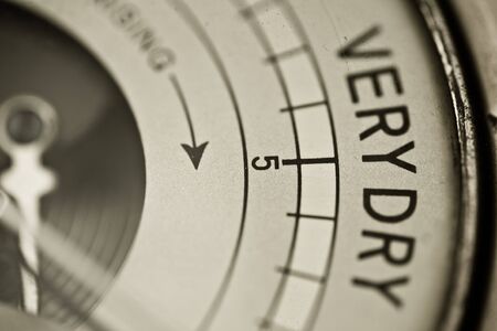 Very dry showing on a barometer faceの写真素材