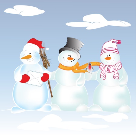 Snowmen. Christmas illustrationのイラスト素材