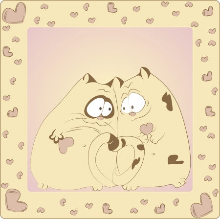 Valentine card with cats in loveのイラスト素材