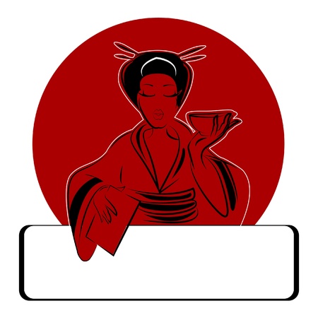 Japanese girl silhouette  Vector illustration のイラスト素材