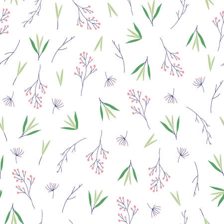 Delicate fall autumn leaves seamless pattern with white background vector. Illustration.