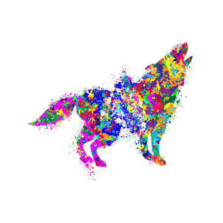 howling wolf wall art illustration digital Printのイラスト素材