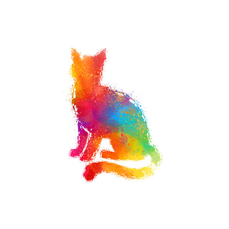 colorful cat vector design digital art pet animalのイラスト素材