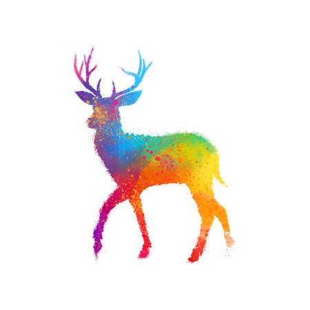 Deer in Gradient Color Luxury Vector Illustration, digital art, shirt designのイラスト素材