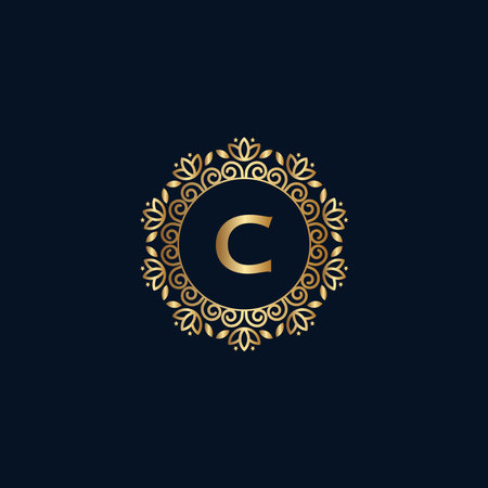 Letter C Luxury logo icon design template. Elegant luxury letter C logo design.のイラスト素材