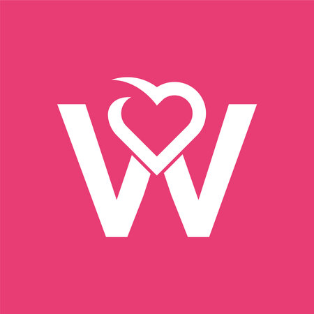 W letter with heart icon. Love and romance concept. Vector illustrationのイラスト素材