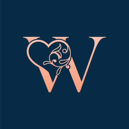 Initial Letter W with fish and heart logo icon. Vector design template elements for your application or corporate identity.のイラスト素材