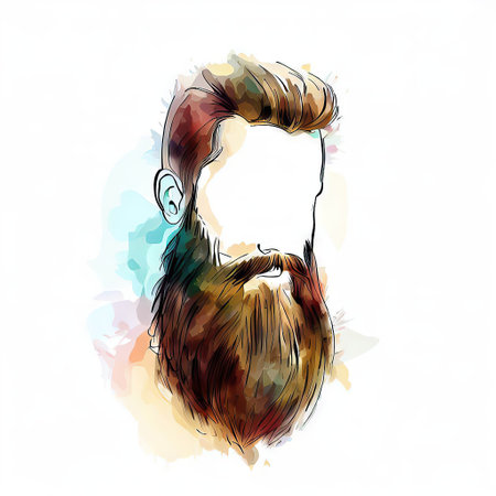 Portrait of a hipster with a beard and mustache. Vector illustration.の素材