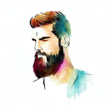 Portrait of a handsome man with a beard. Vector illustration.の素材