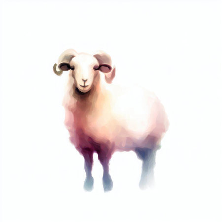 Watercolor sheep isolated on white background. Hand-drawn illustration.の素材