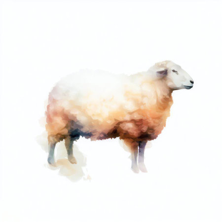 Watercolor illustration of a sheep on a white background. Digital painting.の素材