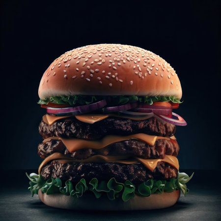 Big tasty cheeseburger on a dark background. Toned.の素材