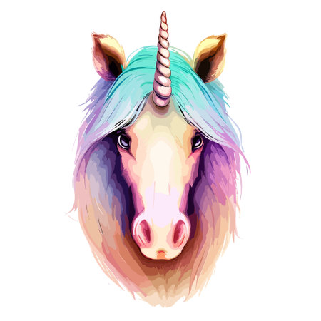 Unicorn head. Vector illustration. Isolated on white background.のイラスト素材