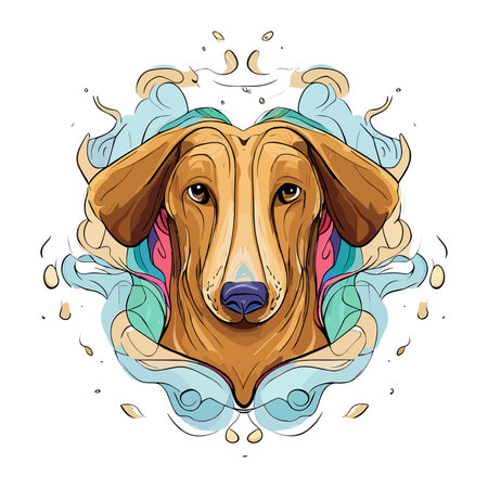 Dachshund dog head. Hand drawn vector illustration on white background.のイラスト素材