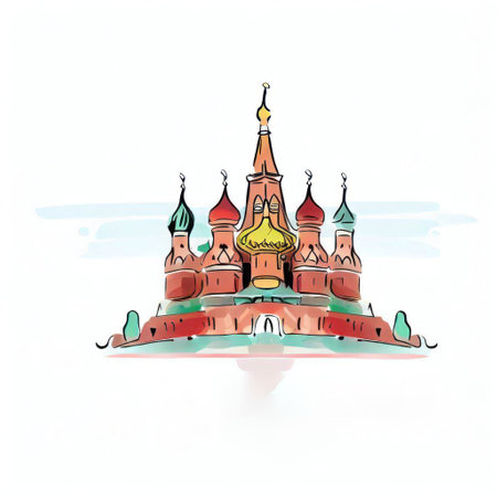 Saint Basil's Cathedral in Moscow, Russia. Hand drawn vector illustrationの素材