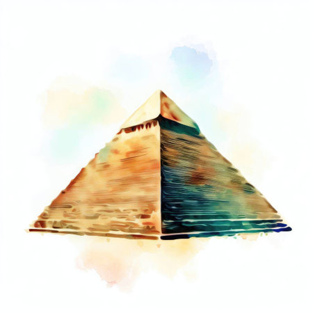Egyptian pyramid. Watercolor painting on white background. Illustrationの素材