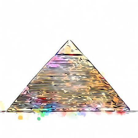 Egyptian pyramid on a white background. Watercolor hand drawn illustrationの素材