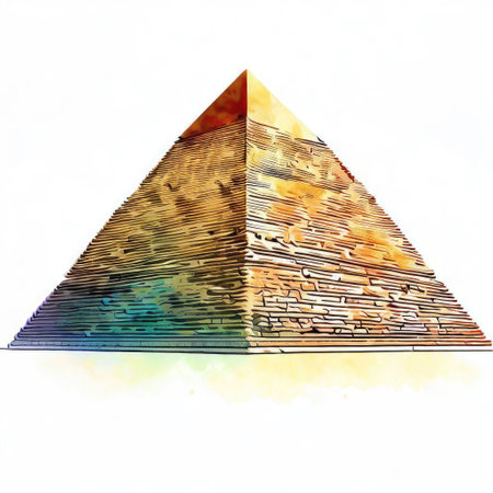 Egyptian pyramid on a white background. Watercolor painting illustration.の素材
