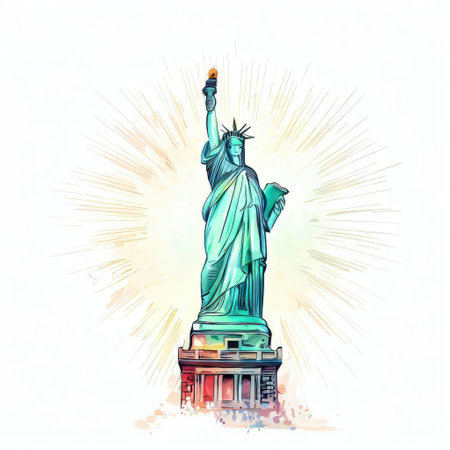 Statue of Liberty, New York City, USA. Vector illustration.の素材