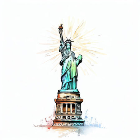 Statue of Liberty, New York City, USA. Vector illustration.の素材