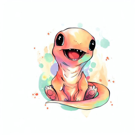 Cute watercolor dinosaur on a white background. Vector illustration.の素材