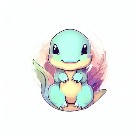 Cute little dinosaur. Cartoon character. Vector illustration isolated on white background.の素材