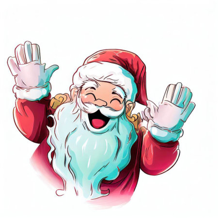Santa Claus waving his hands. Vector illustration of Santa Claus waving hand.の素材
