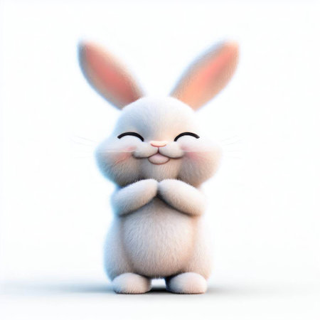 cute easter bunny isolated on white background. 3d illustrationの素材