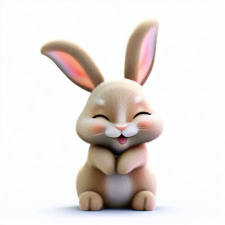 Easter bunny isolated on a white background, 3d render.の素材