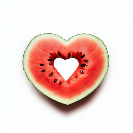 Watermelon heart shape isolated on white background, cutout of watermelonの素材