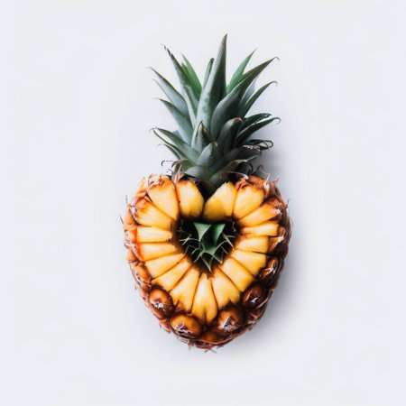 Pineapple on white background. Minimal concept. Flat lay, top view.の素材
