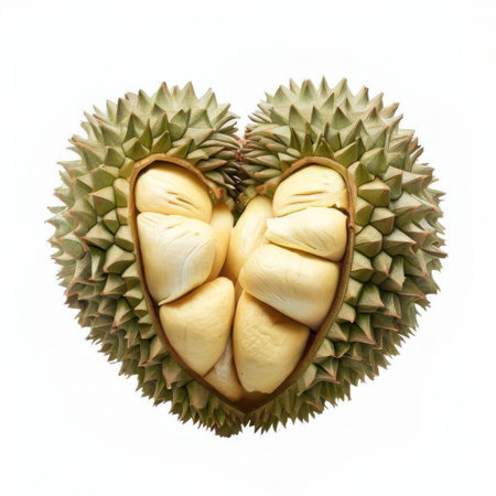 Durian fruit isolated on white background. Durian is a king of fruit.の素材