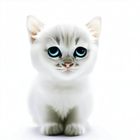 White cat with blue eyes on a white background. Isolated.の素材